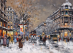 Les Grands Boulevards, sous la Neige - Antoine Blanchard