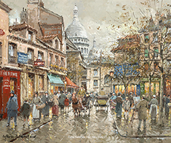 Paris 1900, Place du Tertre, Montmartre - Antoine Blanchard