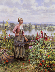 Maria on the Terrace with a Bundle of Grass - Daniel Ridgway Knight
