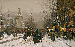 Place de la Republique in Winter - Eugene Galien-Laloue