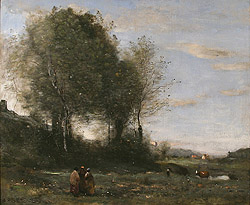 Trois paysannes dans un pré, souvenir de Bretagne - Jean Baptiste Camille Corot