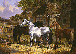 Horses in a Farmyard - John F. Herring, Jr.