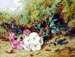 Still Life of Holly and Primroses - George Clare