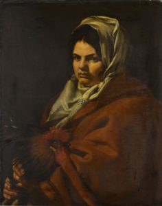 A painting of a peasant woman holding a chicken created in northern Italy in the late seventeenth century, sold at Sotheby's