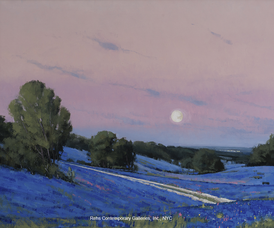 Hill Country Moonrise: Blue Bonnets & Indian Paintbrush - Bauer, Ben