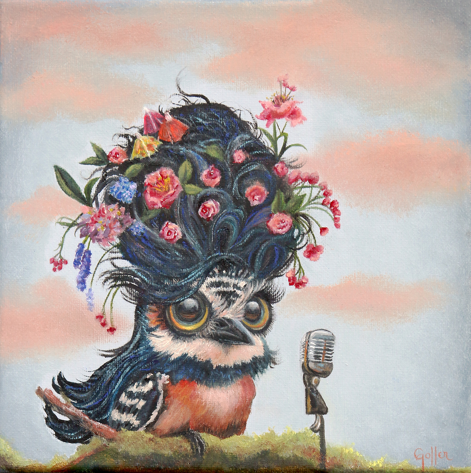 Songbird (Floriferous Winehouse Bird) - Carrie Goller