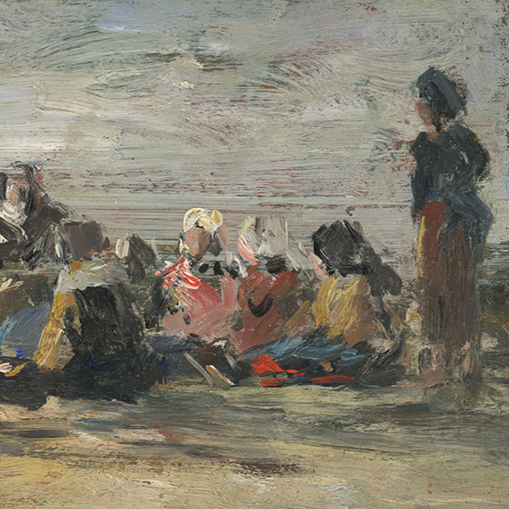 Berck. Femmes attendant sur la plage le retour des barques - Eugène Louis Boudin