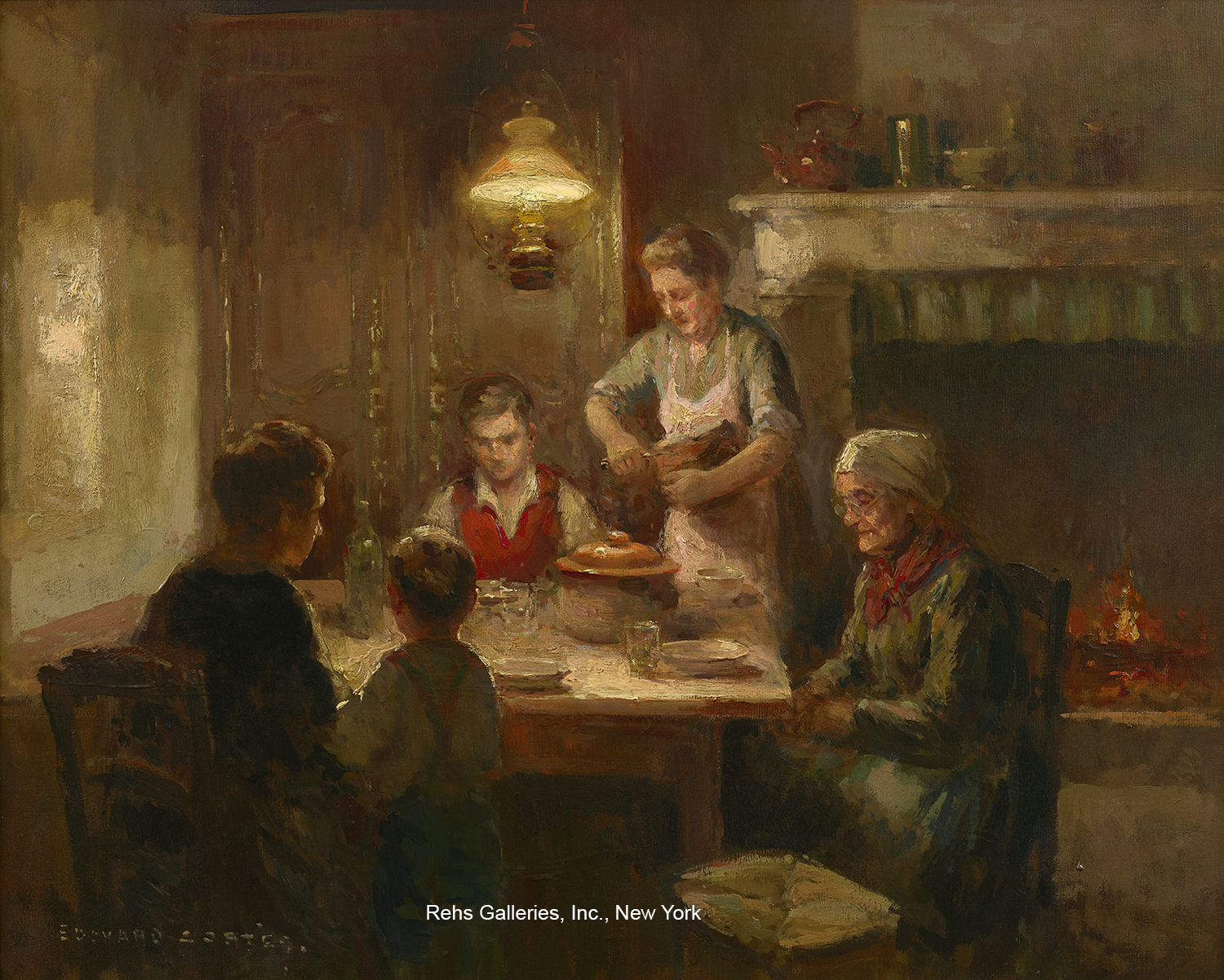 Family in Brittany - Edouard Léon Cortès