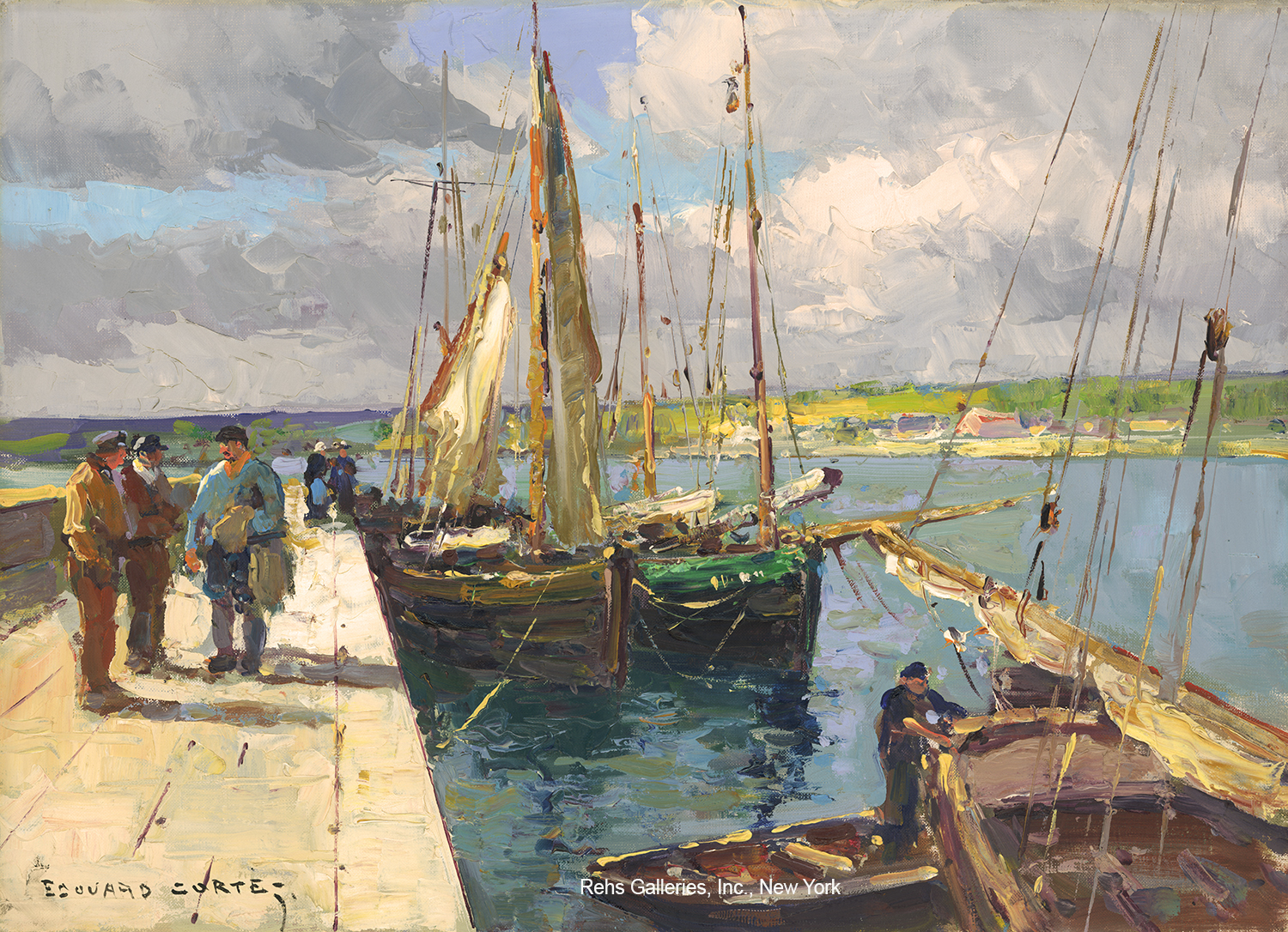 Bateau de pêcheurs à quai - Edouard Léon Cortès