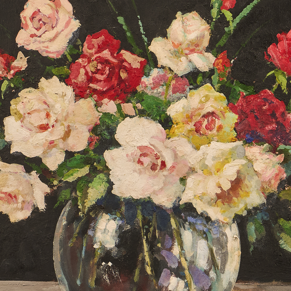Vase de Roses Rouge - Edouard Léon Cortès