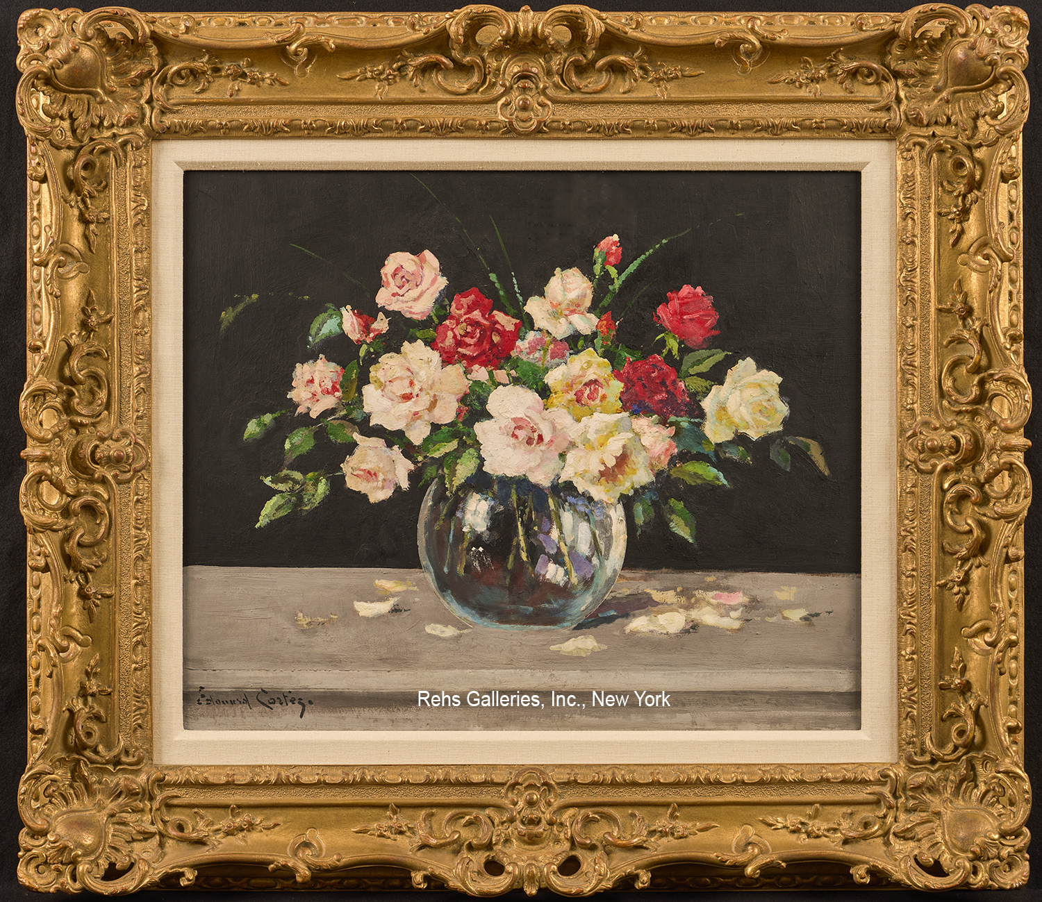 Vase de Roses Rouge - Edouard Léon Cortès