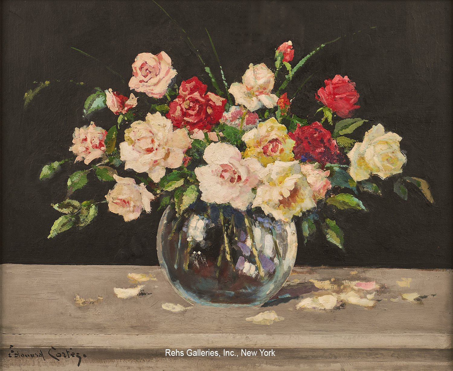 Vase de Roses Rouge - Edouard Léon Cortès