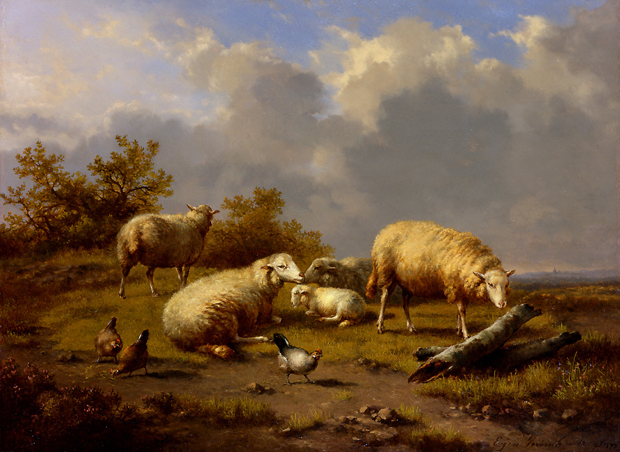 Sheep and Poultry in a Landscape - Eugene J. Verboeckhoven