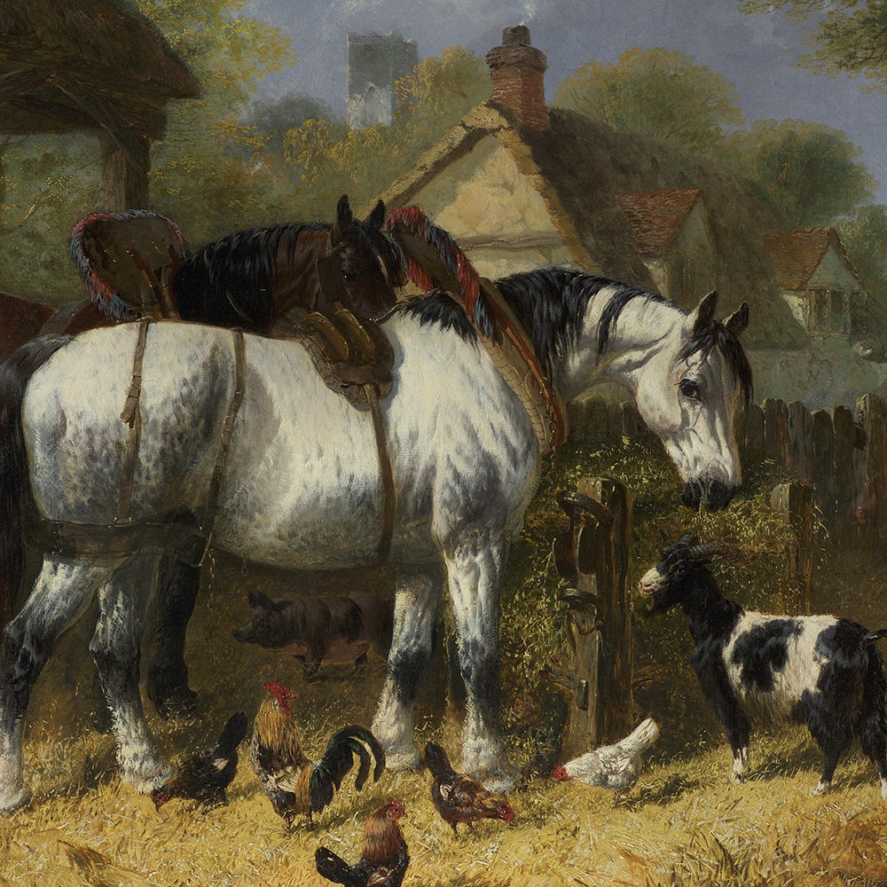 Horses, Goat, Cow, Pigs and Poultry in a Farmyard - Herring, Jr. John F.