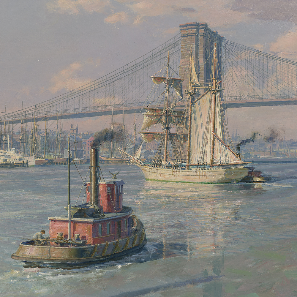 Busy Day in the East River - John Stobart