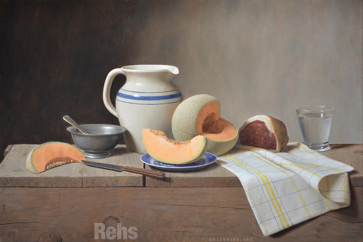 Still Life with Cantaloupe and Prosciutto  - Wood Justin