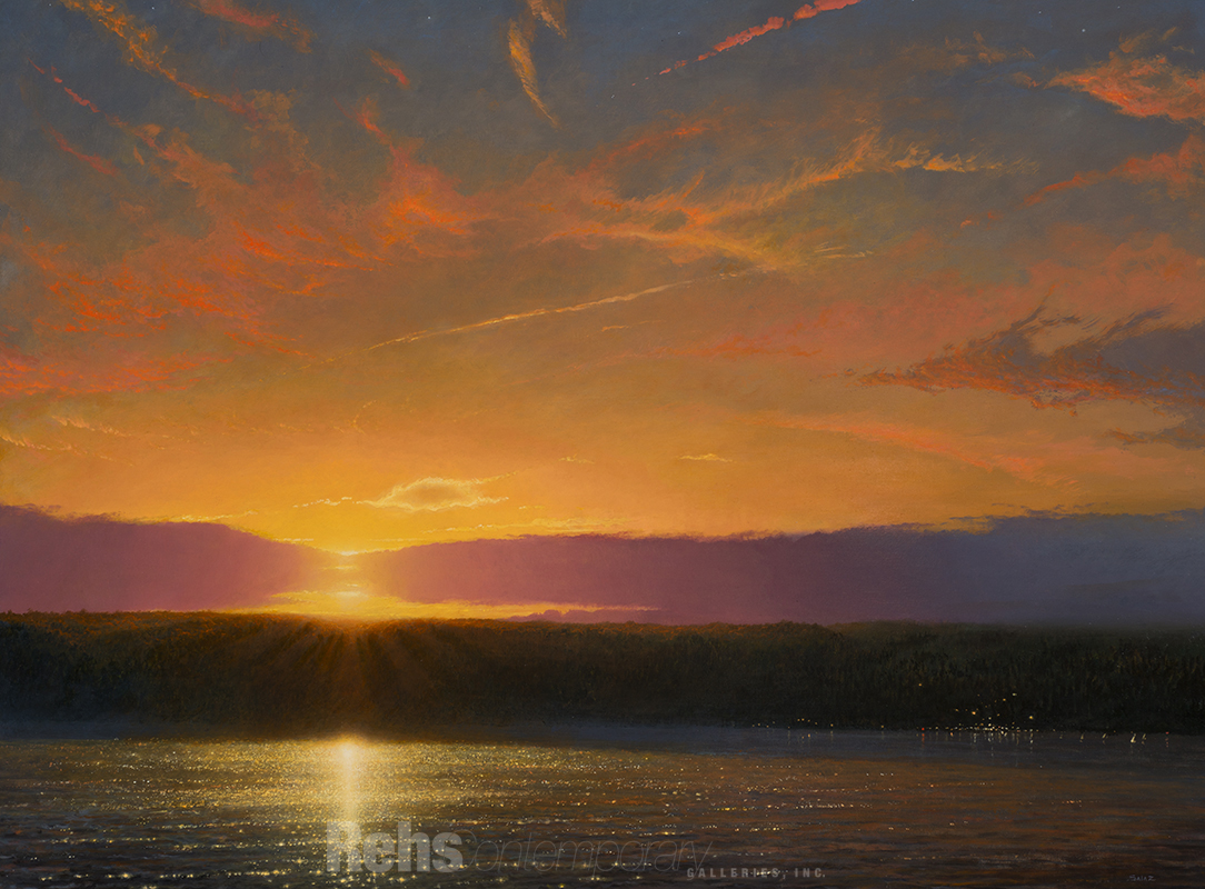 Sunset over Palisades - Dobbs Ferry, N.Y. - Salaz, Ken