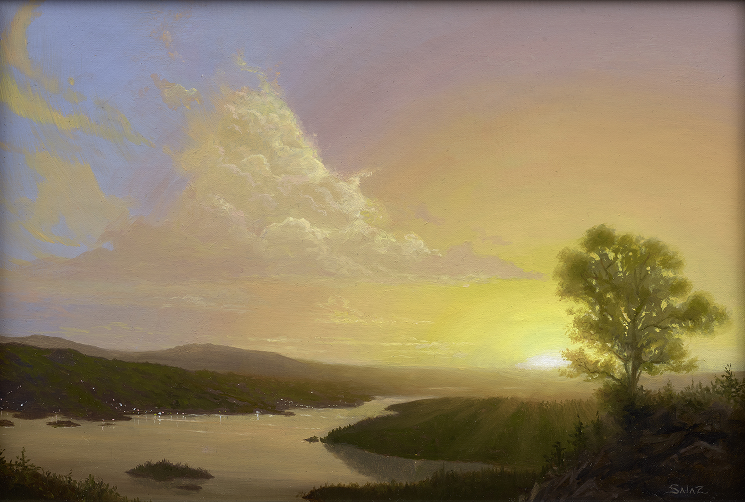 Sunset Over the Hudson Near Olana (Homage to F. Church) - Ken Salaz