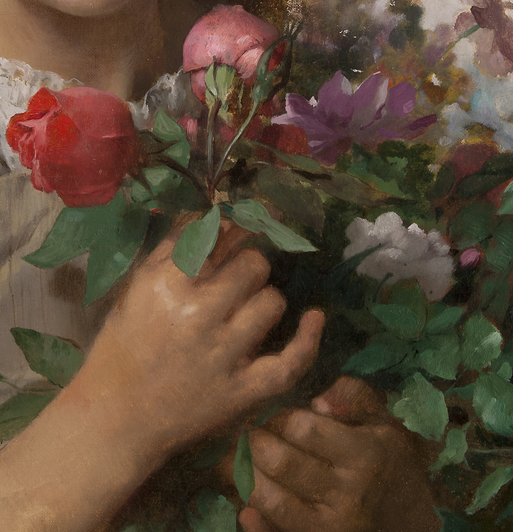 Petite fille au bouquet de fleurs - Leon Jean Bazile Perrault