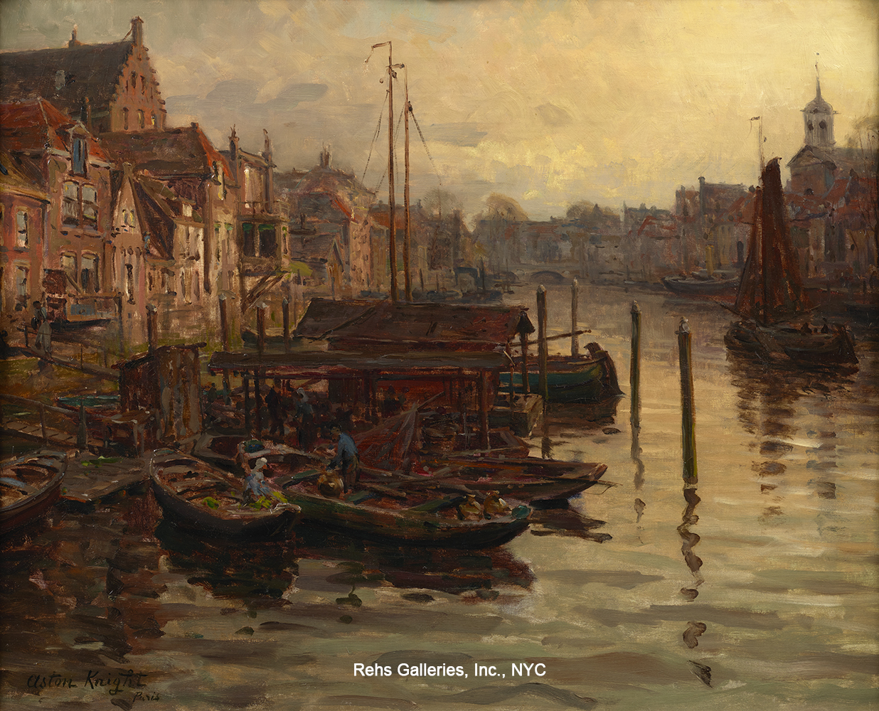 The Old Harbor, Dordrecht, Holland - Knight Louis Aston