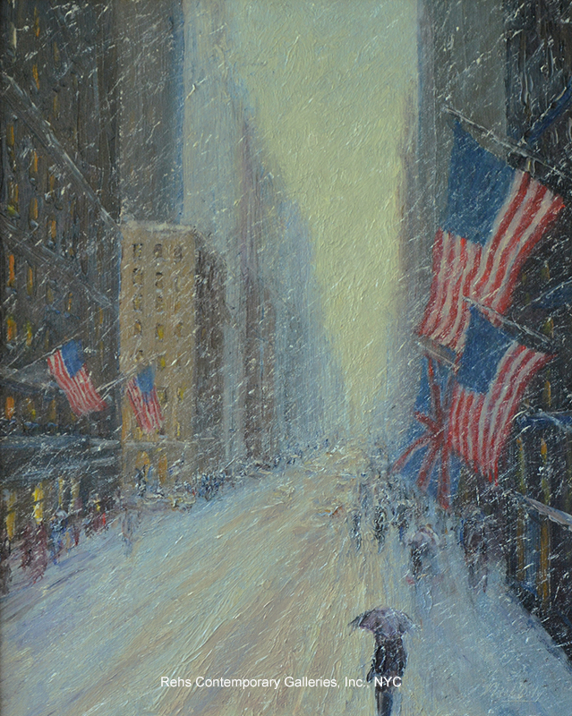 Flags in Snow (New York City - Fifth Avenue) - Daly, Mark