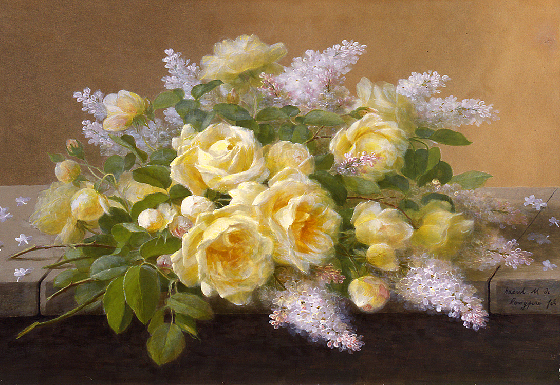 A Still Life of Lilacs & Roses - Longpre Raoul de