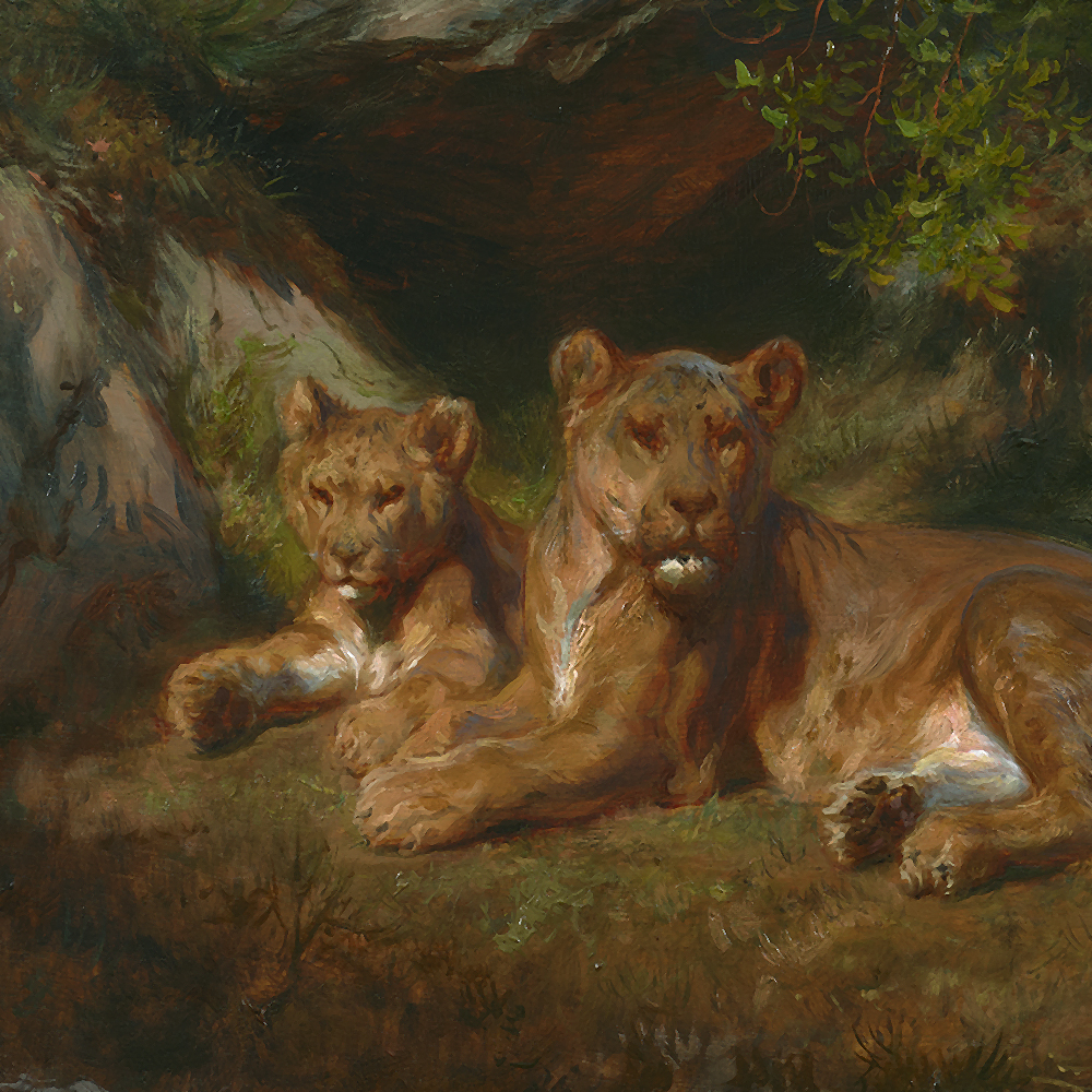 Lions at Rest - Bonheur Rosa