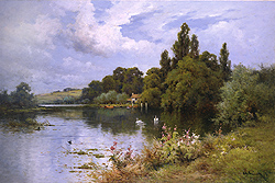 A Reach at the Thames Above Goring - Breanski, Jr., Alfred de