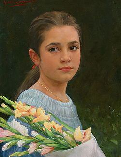 Girl with Flowers - Banks, Allan