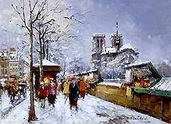 Booksellers Notre-Dame, Winter - Blanchard Antoine