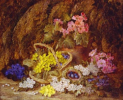 Flowers in a Basket & a Bird\'s Nest - Clare, Vincent