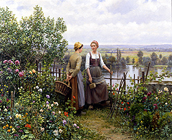 Maria and Madeleine on the Terrace - Knight, Daniel Ridgway