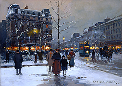 Place Pigalle, Winter Evening - Cortès Edouard Léon