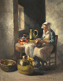 Femme Recurant les Cuivres - Cortès, Edouard Léon