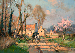 Landscape with Horse and Carriage - Cortès, Edouard Léon