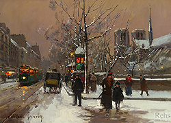 Quai de Montebello, in Winter - Cortès, Edouard Léon