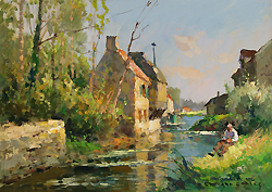 By the River, Normandy - Cortès Edouard Léon