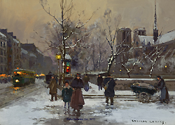 Quai de Montebello in Winter - Edouard Léon Cortès