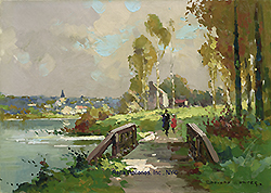 Paysage de rivière - Cortès Edouard Léon