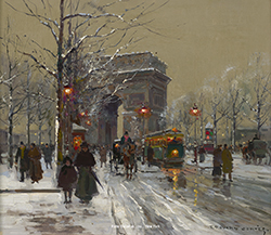 L\'Arc de Triomphe vu de l\'avenue de Friedland sous la neige - Cortès Edouard Léon