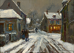 Le village sous la neige - Edouard Léon Cortès