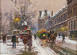Quai de la Seine sous la neige - Edouard Léon Cortès