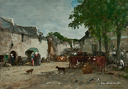 Marché aux bestiaux à Daoulas - Boudin, Eugène Louis