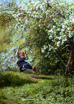 A Young Girl on a Swing - Topham, Francis W. W.