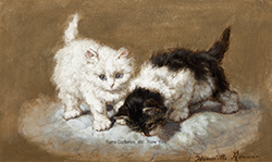 Two Cats on a Pillow - Henriette Ronner-Knip