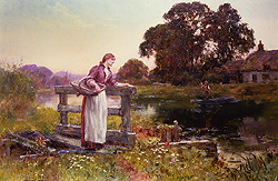 Girl Waiting for a Ferry - King, Henry John Yeend