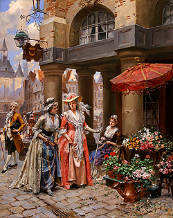 At the Flower Market - Lesur, Henry Victor