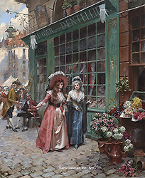 Outside the Lace Shop - Lesur, Henry Victor
