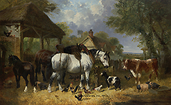 Horses, Goat, Cow, Pigs and Poultry in a Farmyard - Herring, Jr., John F.