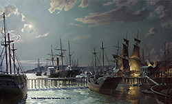 San Francisco, The Gold Rush Harbor by Moonlight in 1851 - Stobart, John